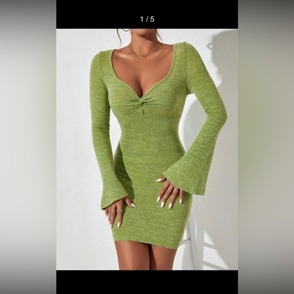 Green off the shoulder dress (SHEIN)
